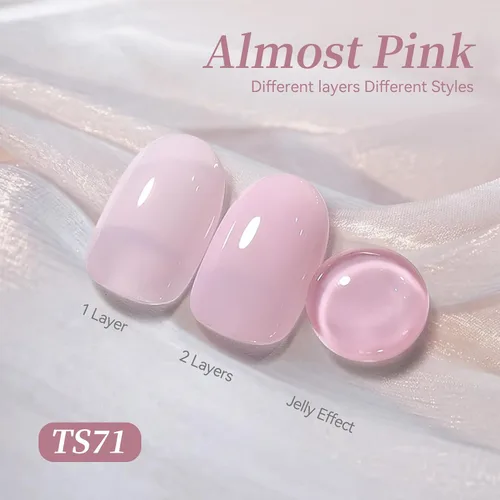 Miniatura 3 de Born Pretty Jelly Baby Pink - Esmalte de uñas de gel rosa claro, suave, transparente, neutro, translúcido, color natural, esmalte de gel UV