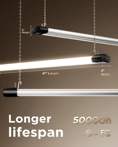 Miniatura 7 de Sunco 10 paquete de lámparas LED para taller/garaje, luz negra para tienda de 4 pies, lámparas de utilidad enchufables y enlazables, 260W=40W, 5000K