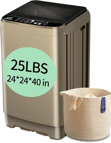 Miniatura 12 de Lavadora automática completa de 17.7 libras con pantalla LED, lavadora compacta con vertedero de drenaje, 10 programas de lavado y 8 niveles