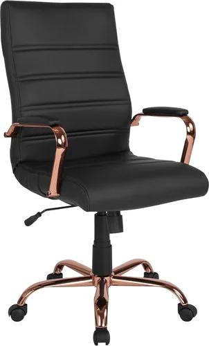 Miniatura 20 de Flash Furniture Whitney - Silla de escritorio giratoria de LeatherSoft con respaldo alto con asiento acolchado y reposabrazos, silla de oficina