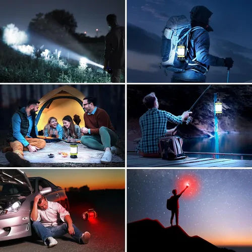 Miniatura 7 de Linterna LED de camping recargable (paquete de 1), linterna portátil Consciot con 6 modos de luz, banco de energía de 3600 mAh, IPX4 impermeable