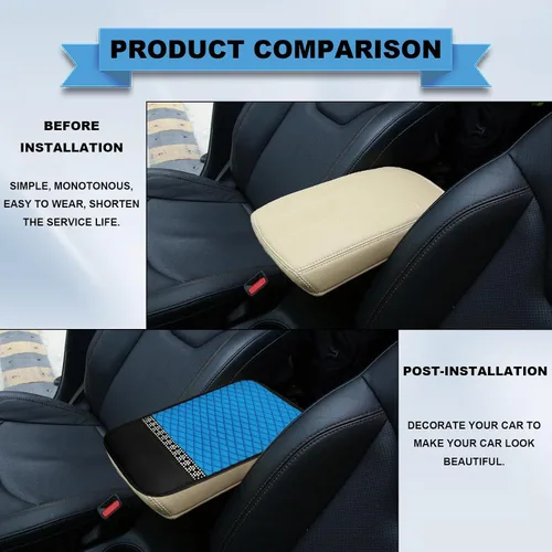 Miniatura 5 de Funda de cuero brillante para consola central de automóvil, protector de consola central de automóvil, alfombrilla de almacenamiento para Azul