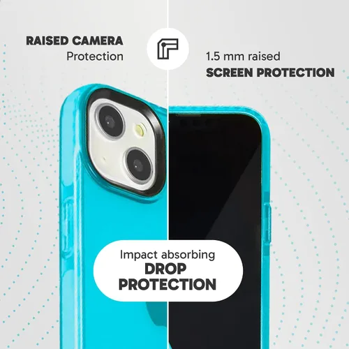 Miniatura 4 de SteepLab Funda de barrera para iPhone 13, protección de 360 grados que absorbe impactos con bisel elevado y colores llamativos (cielo azul brillante)
