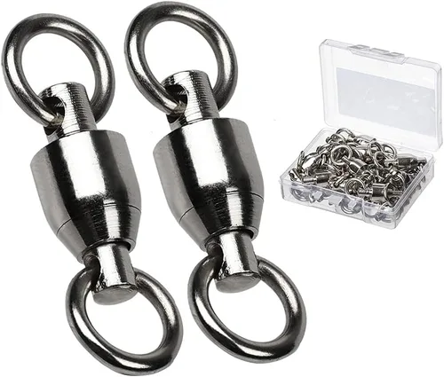 AMYSPORTS - Conector de rótula de barril con rodamiento de bolas para pesca en agua salada, de acero inoxidable, alta resistencia, anillos soldados