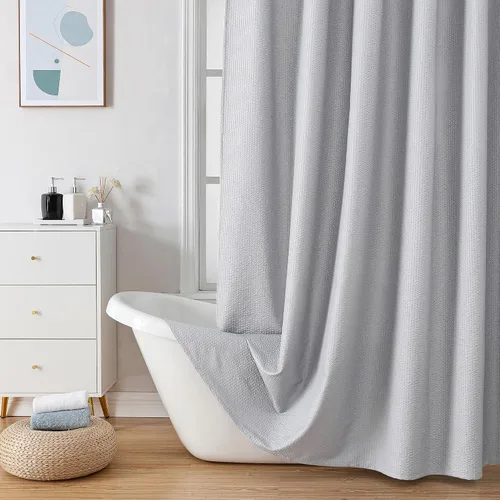 Miniatura 46 de OVZME Berry - Cortina de ducha extralarga verde de 96 pulgadas, cortina de baño de tela con textura en relieve 3D, cortina de baño grande para Verde