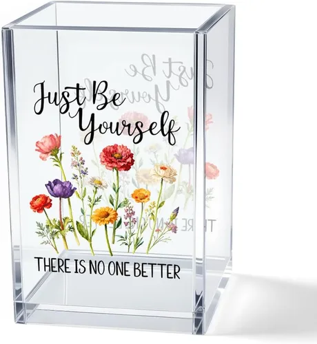 Miniatura 19 de Just Breathe - Paquete de 2 portalápices cosméticos de acrílico, organizador de brochas de maquillaje inspirador, regalos de fe para mujeres