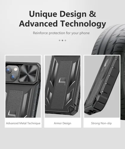 Miniatura 6 de SOiOS Funda resistente para iPhone 13 Mini y 12 Mini: con función atril y diapositiva 13 mini 12 mini, funda protectora para teléfono celular