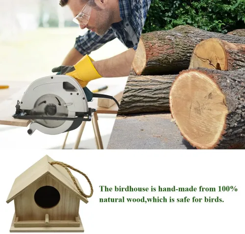 Miniatura 7 de Casas de pájaros para exteriores, casas de pájaros azules para exteriores, colgante de madera, nido de pájaro pintado a mano, decoración de jardín