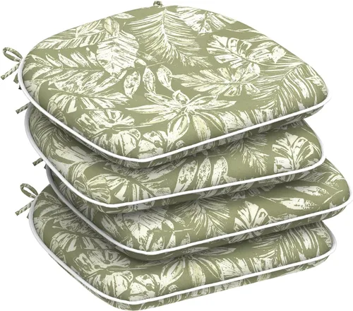 Miniatura 21 de DYTXIII Juego de 2 cojines para sillas de exterior con lazos, almohadillas repelentes al agua para sillas de patio de 17 x 16 pulgadas para muebles