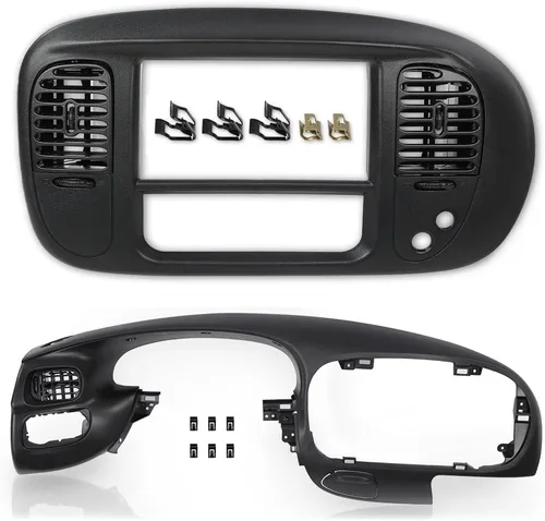 Miniatura 12 de CHEDA Cubierta de bisel de almohadilla del tablero gris grafito frontal central compatible con Ford F150/Ford Expedition 1997 1998 1999 2000 20001