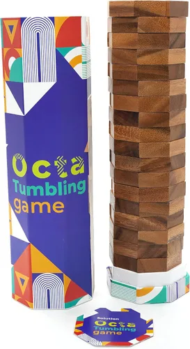 Miniatura 13 de BSIRI Juego familiar de torre de madera para adultos mayores y adultos y bloque de fiesta apilable clásico para desafiar tus habilidades, torres