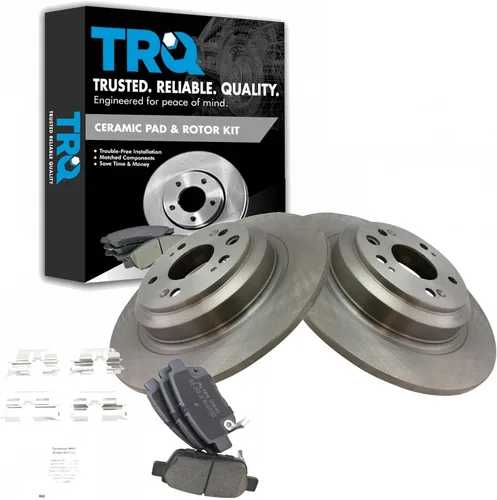 Miniatura 97 de TRQ Kit de rotor de freno trasero y pastillas de cerámica Posi premium compatible con camioneta Chevy GMC