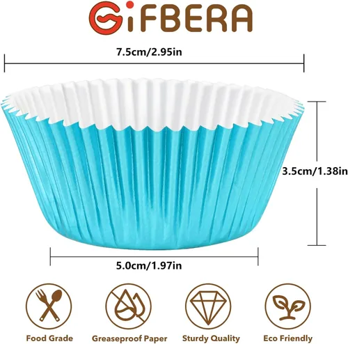Miniatura 3 de Gifbera - Forros de magdalenas de papel metálico/forros de magdalenas de papel de aluminio, tazas de hornear estándar de papel metálico, 200