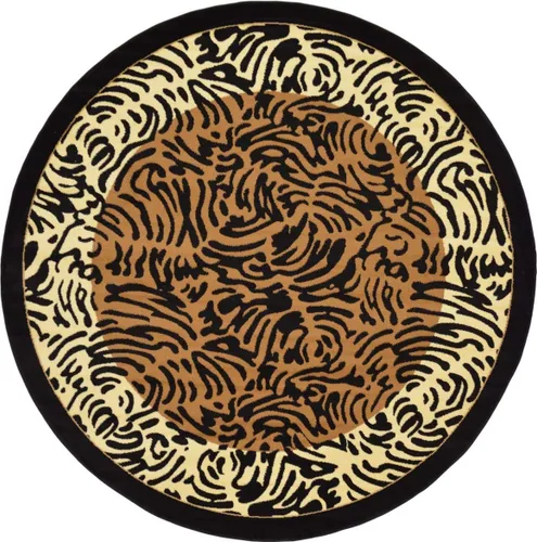 Miniatura 13 de Unique Loom Wildlife Collection - Alfombra de área inspirada en animales con diseño de bordes de tigre, 6' 0" x 6' 0", marrón claro/negro