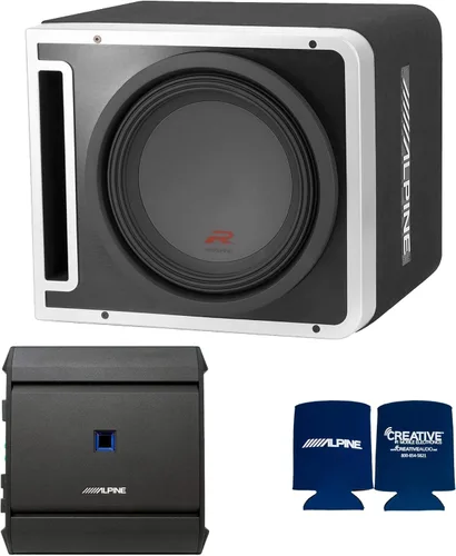 Alpine R-SB12V - Cajas de subwoofer precargadas de la serie R de 12 pulgadas, con amplificador mono Alpine S-A60M de 600 vatios