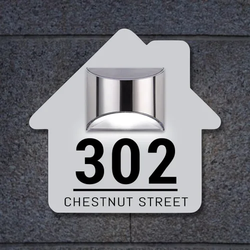 Miniatura 13 de Placa de puerta moderna solar personalizada, placa de dirección iluminada con placa LED personalizada, letrero acrílico iluminado LED, regalo