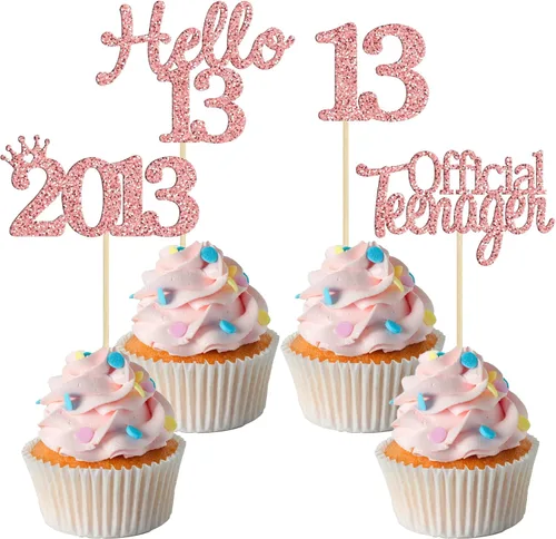 Miniatura 15 de Gyufise Paquete de 24 adornos negros para cupcakes de 10.º cumpleaños con purpurina negra 10 Ten Hello 10 Dights dobles desde 2015 para decoraciones