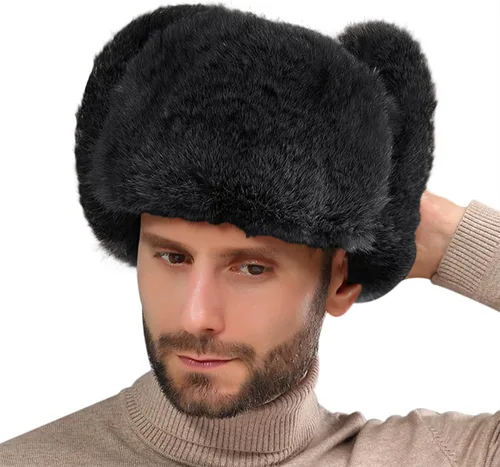 Miniatura 3 de Sombrero de invierno cálido y resistente al viento para hombre, de piel sintética, suave y térmica, para caza, esquí, senderismo, sombrero de nieve