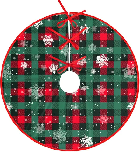 Miniatura 3 de Falda de Árbol de Navidad Agaxozwb a Cuadros de Búfalo, Falda de Árbol de Navidad Copo de Nieve Gruesa para Árbol de Navidad, Decoraciones de Árbol