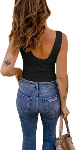 Miniatura 3 de Bigeoosh Chalecos de punto con cuello en V profundo y encaje para mujer, camisetas sin mangas