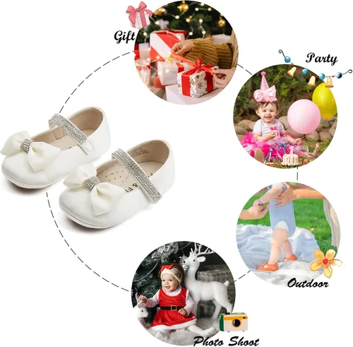Miniatura 111 de Felix & Flora Zapatos de bebé de suela suave - Zapatos de bebé para caminar, mocasines, suela de goma, zapatos de cuna