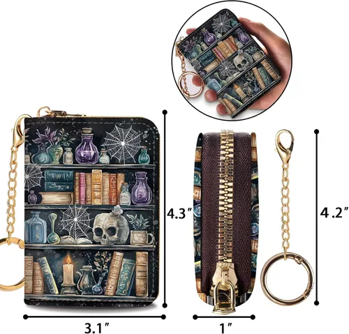 Miniatura 6 de Tarjetero Cartera RFID para Tarjetas de Crédito, Cartera Pequeña para Tarjetas para Mujeres con Llavero con Cremallera, Carteras para Tarjetas