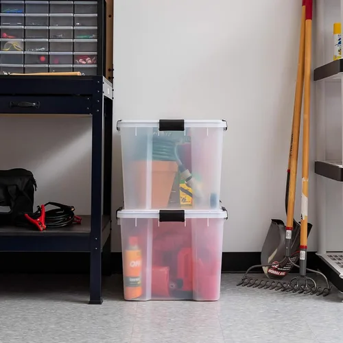 Miniatura 7 de IRIS USA - Contenedor organizador de plástico hermético para almacenamiento, 74 cuartos de capacidad, con tapa duradera, sello y hebillas de cierre