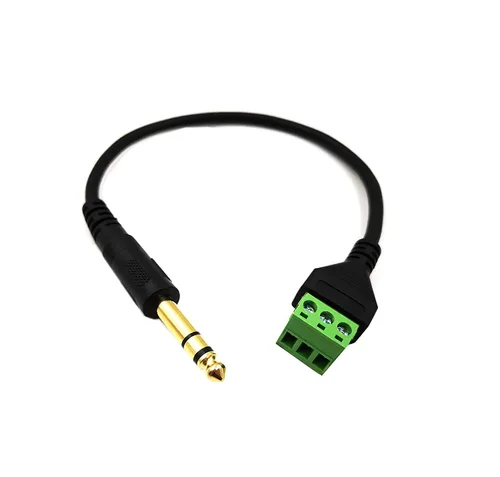 Miniatura 4 de Chapado en oro de 0.250 in 1/4 "estéreo TRS Audio Jack macho a 3 pines tornillo terminal hembra micrófono Balun convertidor sin soldadura Cable TRS