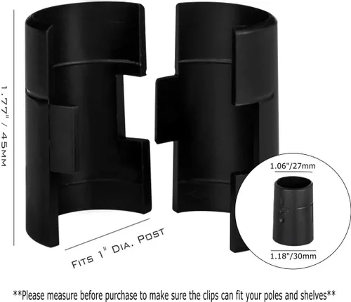 Miniatura 2 de Apex, clips de traba para estantes, para postes de 1", plásticos, color negro, apto para Alera, Metro, Thunder Group, Eagle, Regency, Advanced