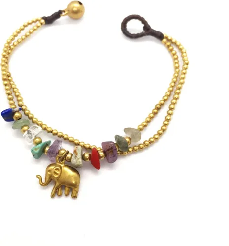 Pulseras de amistad boho para mujeres, adolescentes, niñas, regalos con piedras curativas naturales hechas a mano con cuentas de campana de latón.,