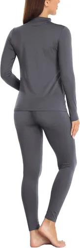 Miniatura 2 de JOLLYBUYER Ropa interior térmica de cuello alto para mujer conjunto de capa base cálida ultra suave y cálida