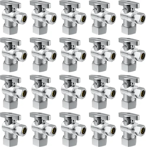 Miniatura 6 de 10 piezas de válvula de parada recta de compresión Pex x 3/8 pulgadas OD, 1/2" Pex x 3/8" OD válvula de cierre recta de compresión, latón sólido