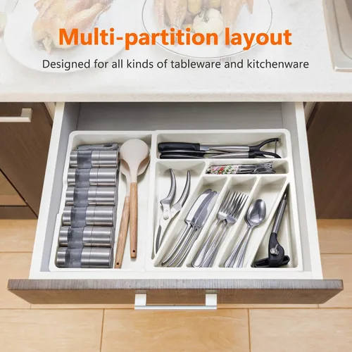 Miniatura 2 de Li&Zhao - Organizador de cubiertos – Organizador de cajones de cocina expandible, organizador de cajones de cubiertos, organizador de cubiertos