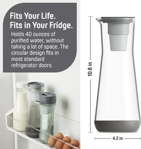 Miniatura 4 de Hydros Jarra con Filtro de Agua, Diseño Delgado de 40 oz, Tecnología Patentada Fast Flo Tech, Apta para Lavavajillas, Se Llena en Solo 40 Segundos