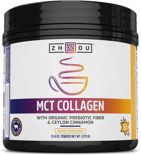 Zhou MCT - Péptidos de colágeno en polvo saborizados para mujeres y hombres, suplemento de colágeno hidrolizado con MCT para articulaciones, huesos,