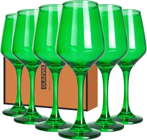 Miniatura 20 de Juego de 6 copas de vino ámbar con tallo de 12 onzas, gruesas y coloridas, aptas para lavavajillas, para rojo o blanco, regalo para fiestas