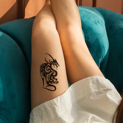 Miniatura 6 de 6 hojas de tatuajes temporales de tatuajes de garra de dragón volador negro, tótem y brazo, tatuajes falsos que se ven reales y duran mucho tiempo