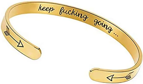Axgo - Pulseras inspiradoras para mujer, regalo personalizado para ella grabada con mantra, color dorado