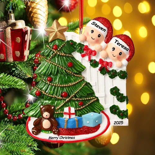 Miniatura 3 de Adornos de Navidad personalizados 2025, familia de 2, 3, 4, 5 y 6, adorno de Navidad personalizado con nombres, adornos familiares personalizados