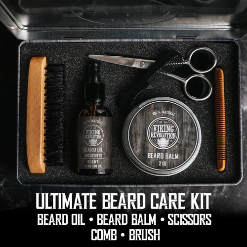 Miniatura 2 de Viking Revolution - Kit definitivo para barba - Kit de aseo para barba con cepillo para barba, peine para barba, bálsamo para barba, aceite