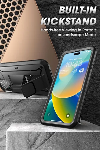 Miniatura 4 de SUPCASE Funda para iPhone 14 Pro con soporte y clip para cinturón (Unicorn Beetle Pro), [protector de pantalla integrado]