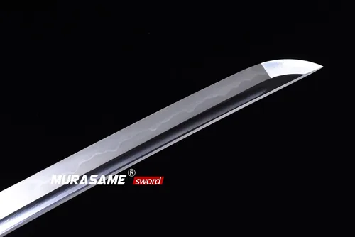 Miniatura 5 de MURASAME - Espada Wakizashi T10 de acero templado con arcilla, hamon real, hecha a mano, lista para la batalla