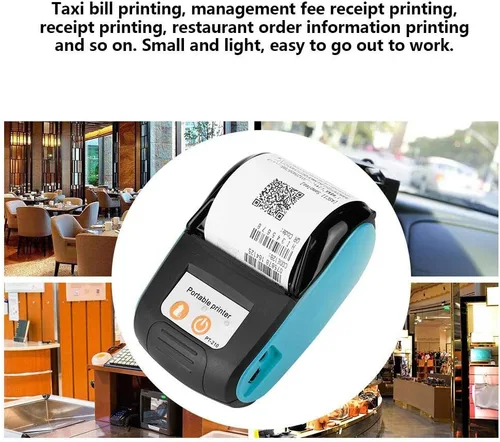 Miniatura 5 de Mini impresora térmica de bolsillo USB, 1.969-3.539 in/s Impresora portátil de recibos BT para tiendas minoristas/restaurantes, fábricas/logística