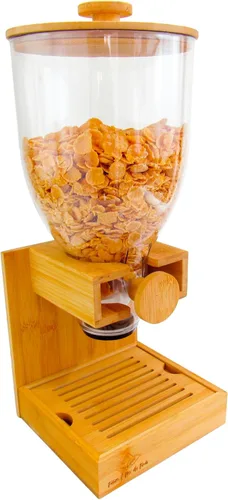 Dispensador de bambú de 3.5 litros (118 onzas líquidas), dispensador de cereales, contenedor de almacenamiento, estación de snack bar, dispensador