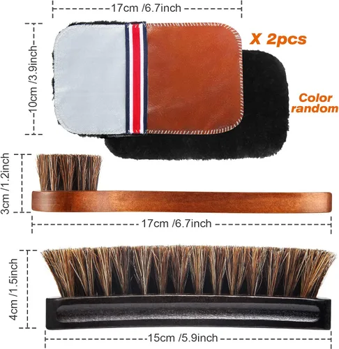 Miniatura 2 de Kit de 4 cepillos para zapatos de pelo de caballo, aplicadores de limpieza de piel, botas, cepillos de cuidado, cepillo limpiador de gamuza