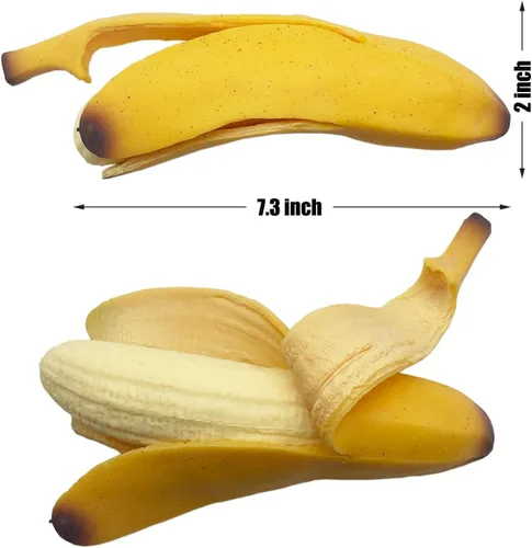 Miniatura 2 de Paquete de 2 juguetes esponjosos de plátano para aliviar el estrés, suave perfumado, simulación de plátano, juguetes para apretar, juguetes