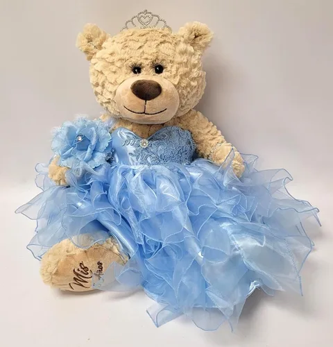 KINNEX COLLECTIONS SINCE 1997 20" Quince Anos Quinceanera Last Doll Osito de peluche con vestido (pieza central) ~ ARC16832-4R (azul bebé)