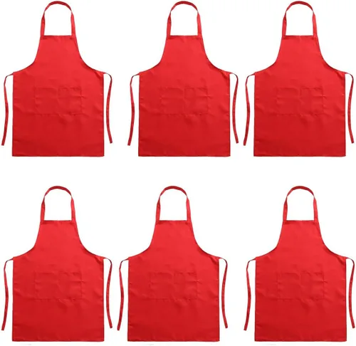 Miniatura 8 de Paquete de 6 delantales de cocina con dos bolsillos, delantales de cocina para hombres y mujeres