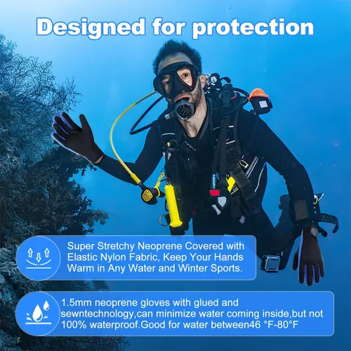 Miniatura 5 de Micosuza Guantes de buceo de neopreno de 1,5 mm de cinco dedos