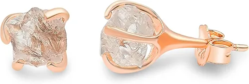 Miniatura 98 de Aretes de piedra preciosa natural en bruto con oro rosa sobre plata de ley 925, 6 a 0.276 in, regalo de piedra de nacimiento de calidad genuina